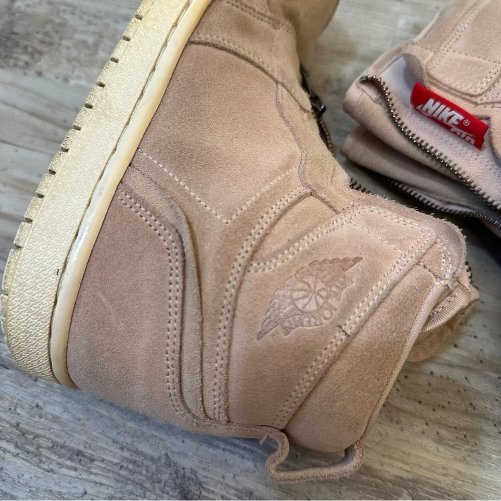 Nike Women's Air Jordan 1 High Zip Particle Beige PinkBronze AQ3742-205 Size 6.5